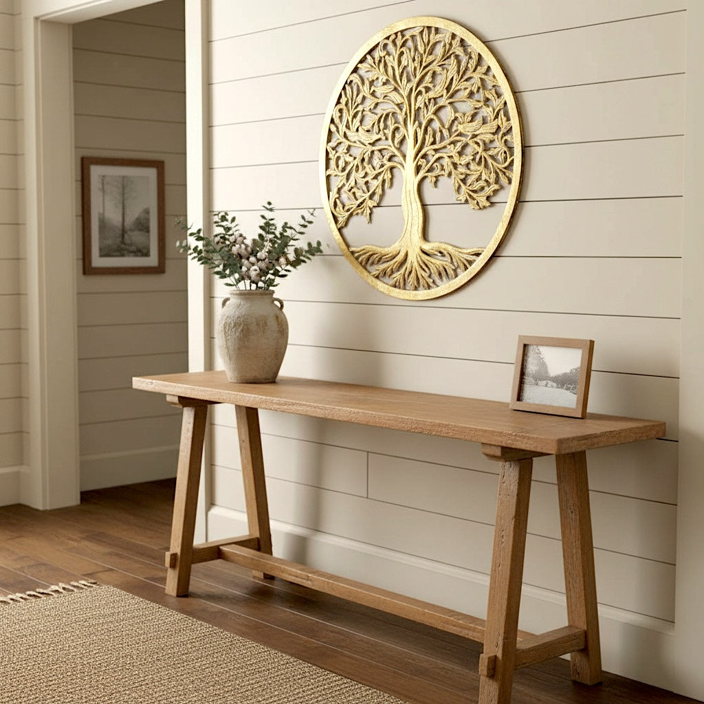 Carved Decorative Mandala "Tree of Life" - Gold wash