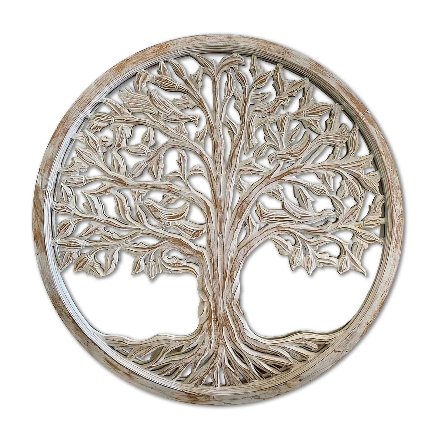 Carved Decorative Mandala "Tree of Life" - Antic Wash - 60 cm