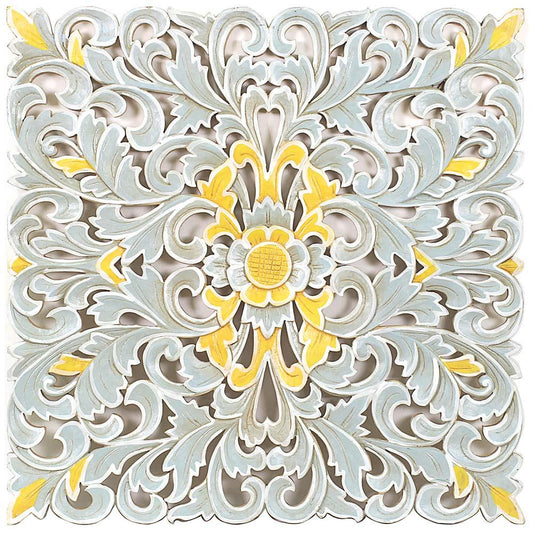 deco panel dahlia pastel wash bali design hand carved hand made decorative house furniture wood material decorative wall panels decorative wood panels decorative panel board balinese wall art