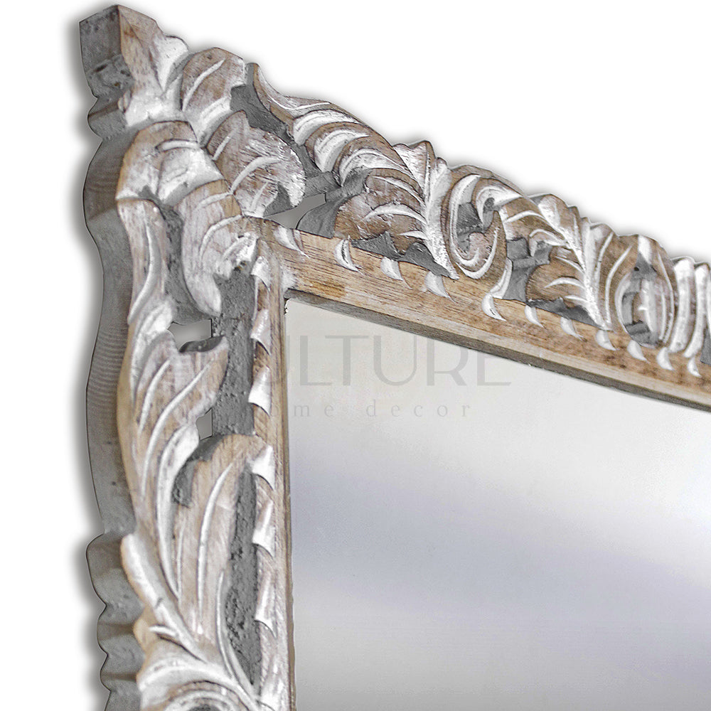 wood mirror hening antic wash bali design hand carved hand made home decorative house furniture wood material