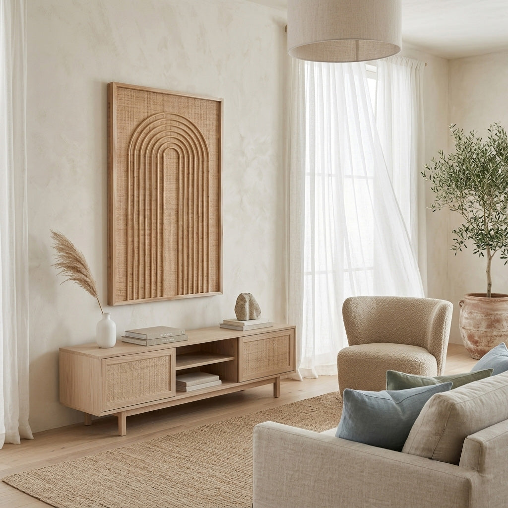 Rattan Wall Panel 'Arco' - 100 x 60 cm
