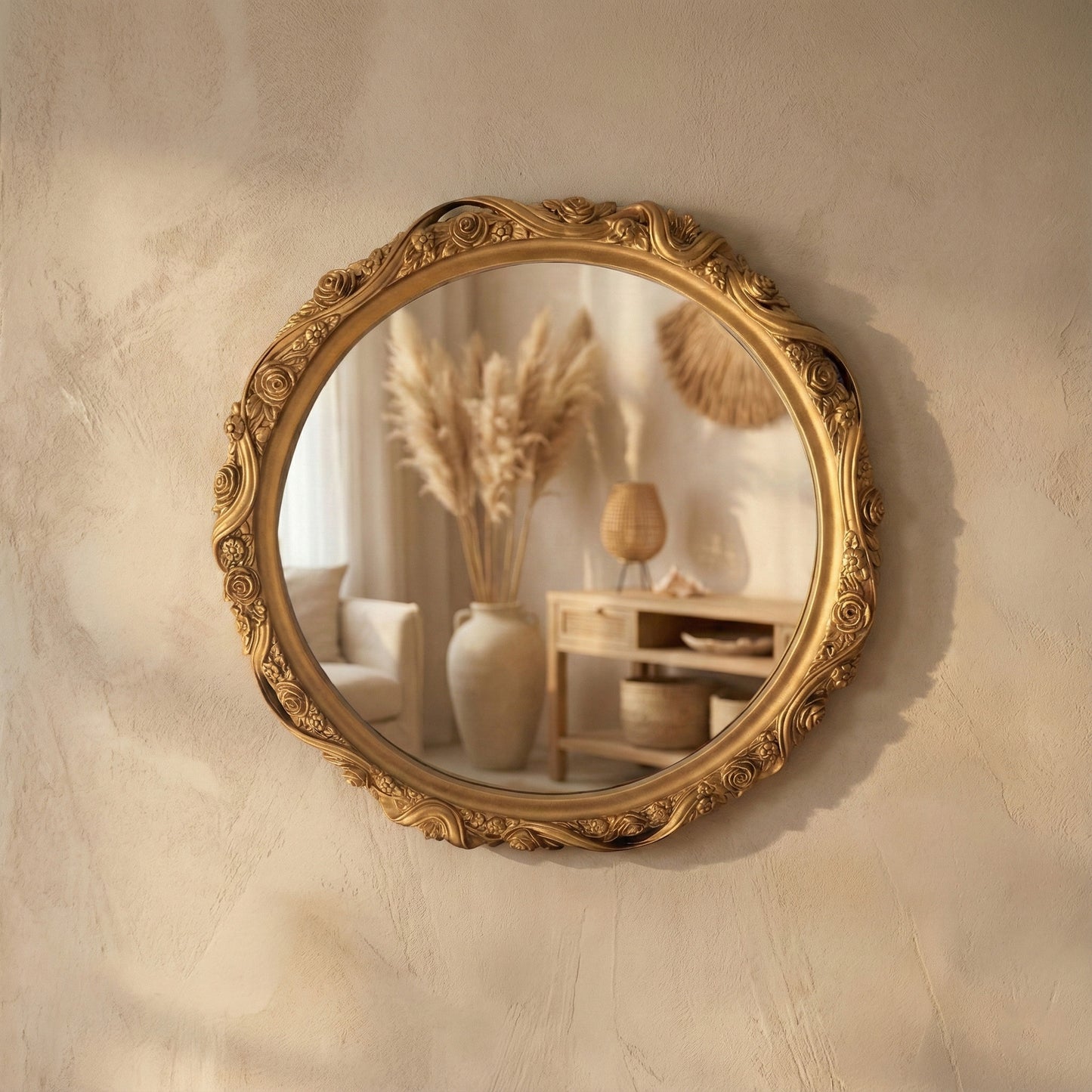 Hand Carved Mirror "Arunika" - 50 cm