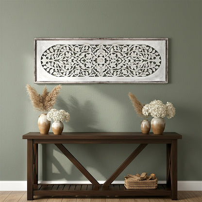Carved Decorative Panel "Astungkara" - White Wash - 120 cm