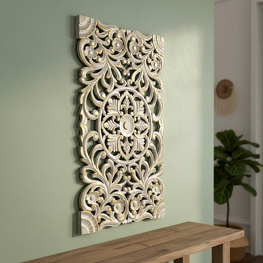 Decorative Panel "Azalea" - Gold Antic Wash - 100 x 60 cm
