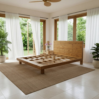 Teak Wooden Bed Frame "Kanav" - King Size