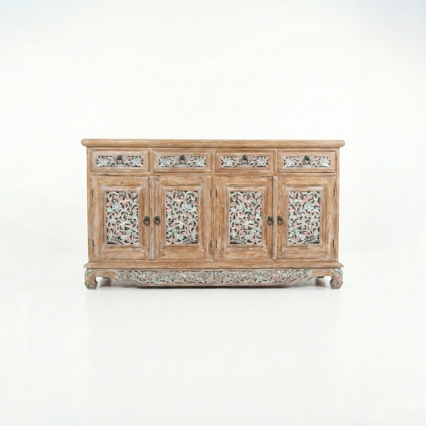 Wooden Carved Console Cabinet With Storage "Kirana" - 150 cm