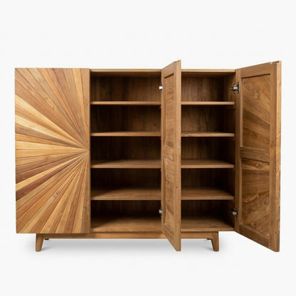 Wooden Carved Sideboard Console Cabinet “Gemilang” – Natural – 120 cm