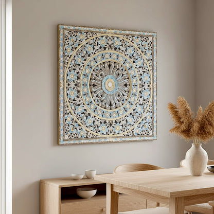 Carved Decorative Panel "Dianna" - Pastel Blue - 100 cm