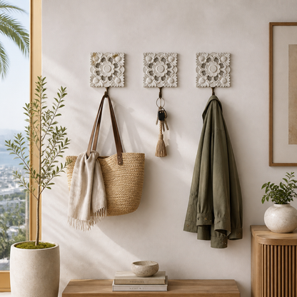 Brass Carved Hanger 'Fahara' - White