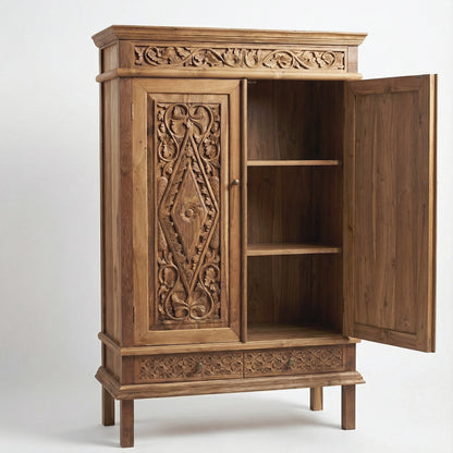 Hand-carved Wooden Cupboard 'Warisan' - 150 cm