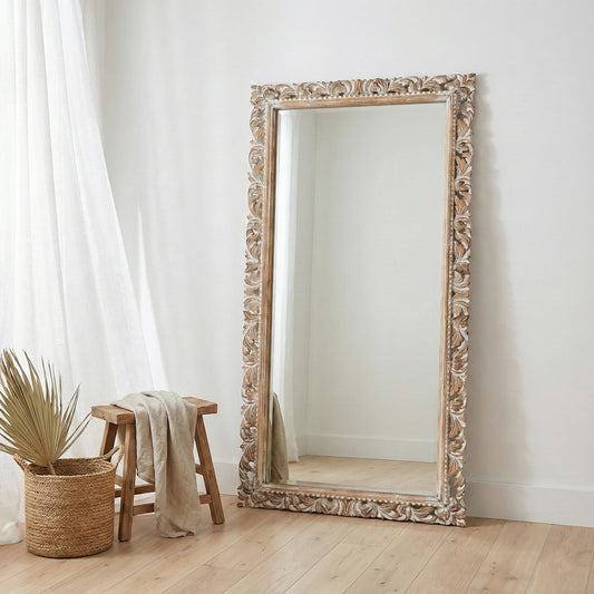 Hand Carved Mirror "Hening" - Antic-wash