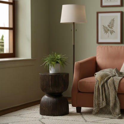 Wooden Side Table / Stool 'Samara' in Black - 40 x 50 cm