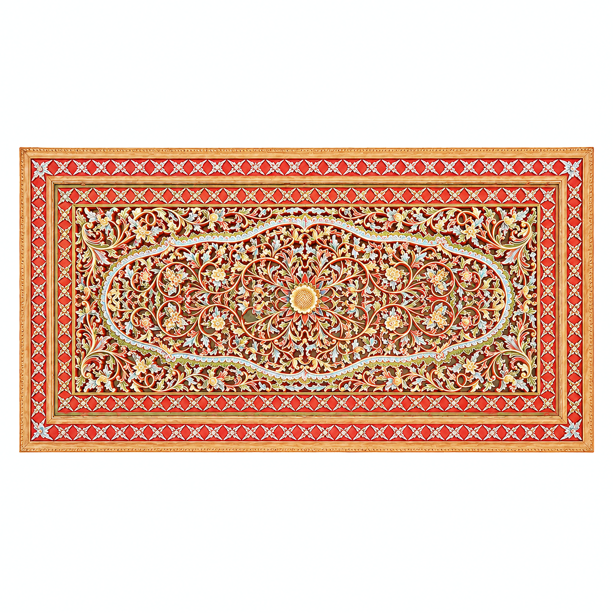 Carved Decorative Panel "Jimbaran" - Multicolor Red - 185 x 100 cm