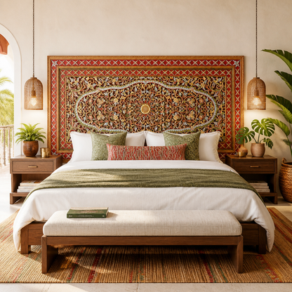 Carved Full Bed Headboard "Jimbaran"- USA