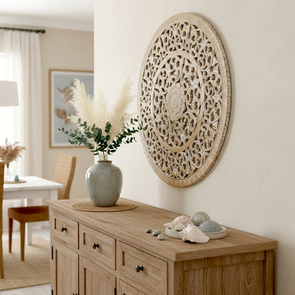 Carved Decorative Mandala "Mawar" - 80 cm