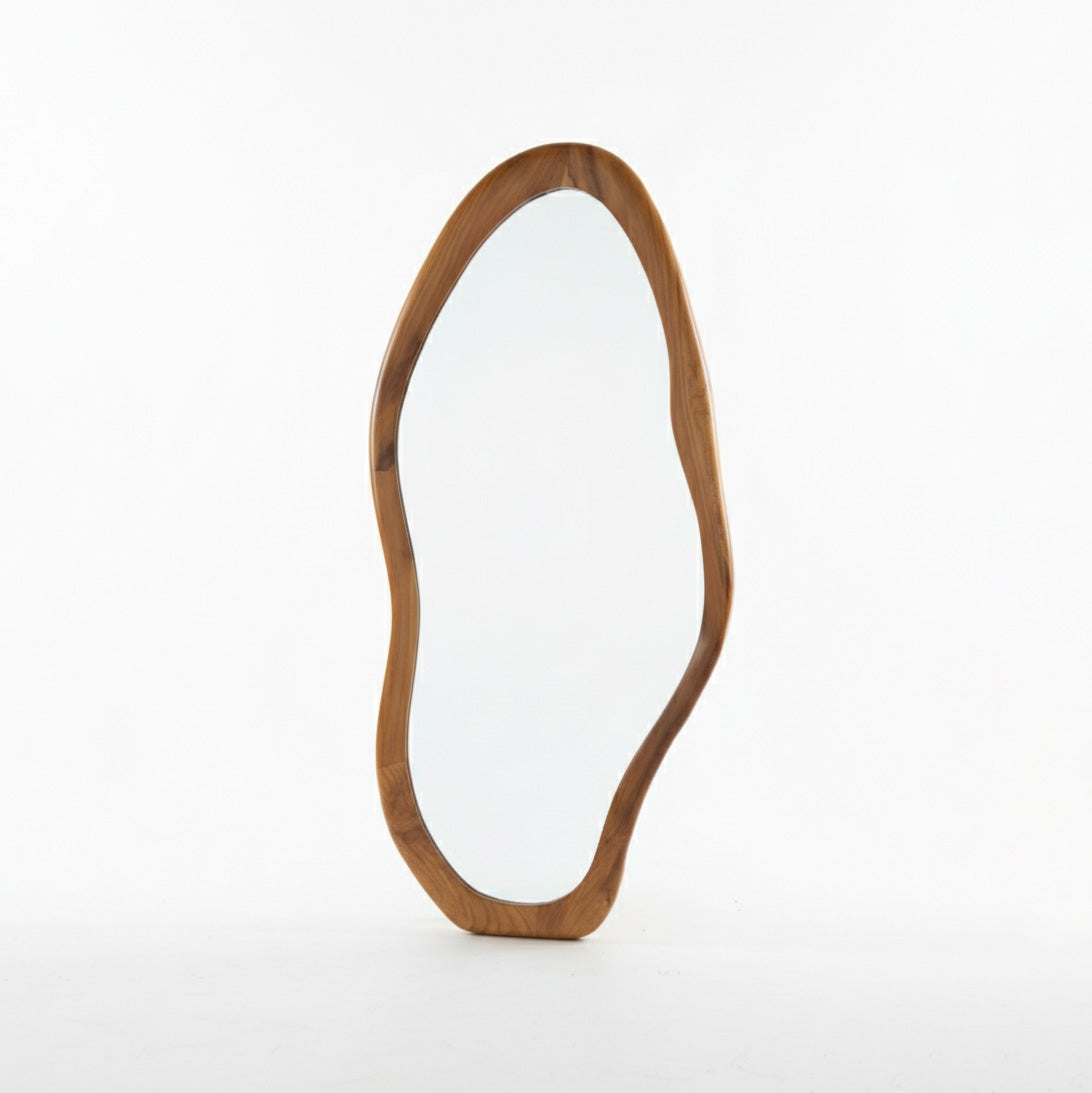 Wooden Organic Mirror 'Laras' - Natural -  110 x 50 cm