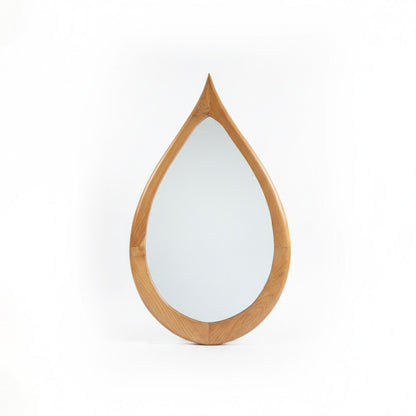 Wooden Organic Round Mirror "Tetesan" - Natural - 100 x 60 cm