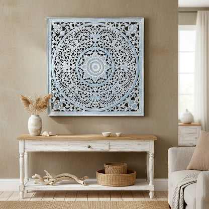 Decorative Panel "Peony" - Blue Wash - 110 cm