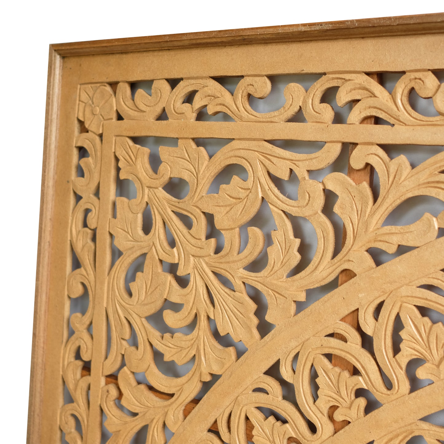 Carved Full Bed Headboard "Seruni" in Natural Brown