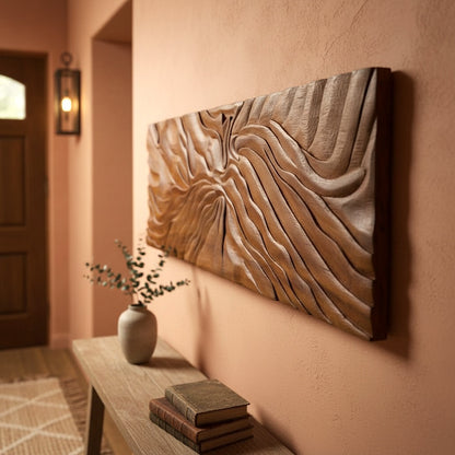 Wooden Sculpture Wall Decor - 150 cm - Suar Wood - Natural Oil finish