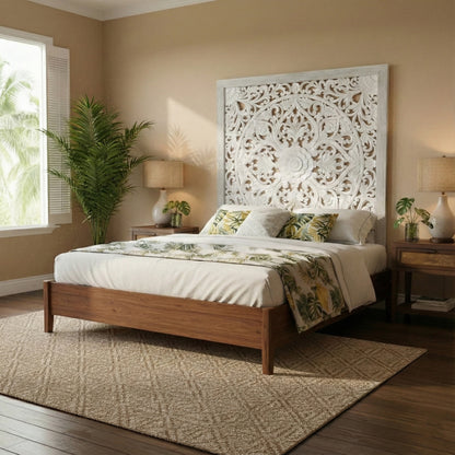 Carved Full Bed Headboard "Teratai"