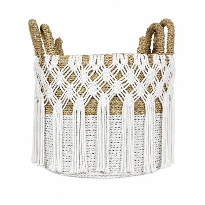 Set of 3 Baskets 'Soera'- White and Natural