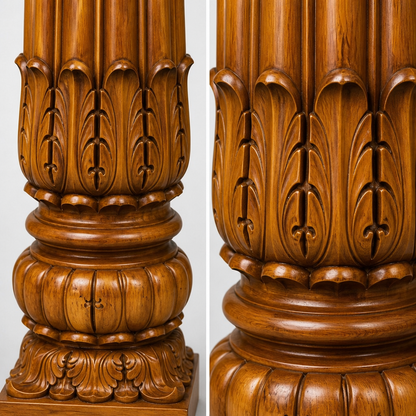Wooden Teak Carved Pillar 'Jayashree' – 172 × 16 cm