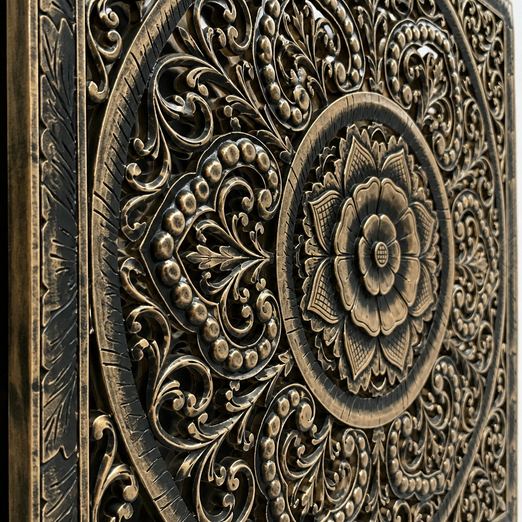 Decorative Panel "Kasmaran" - Black & Natural Wash - 110 x 110 cm