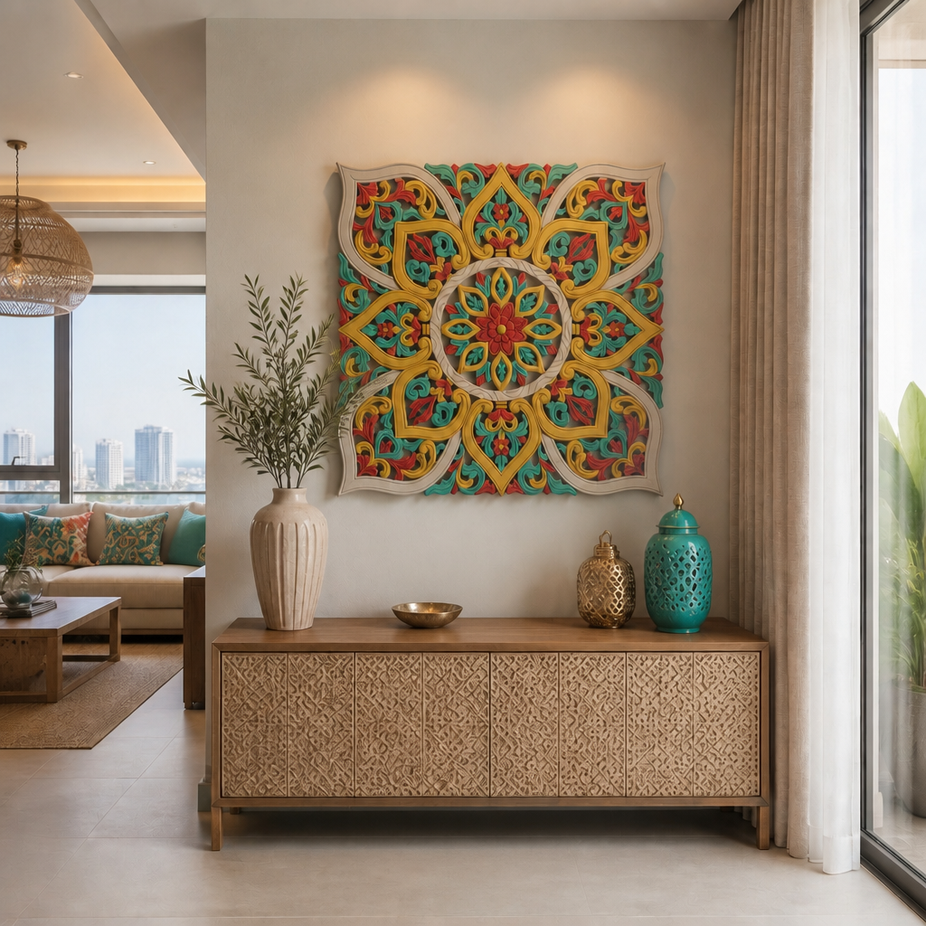 Carved Decorative Panel "Impian" - 80 x 80 cm