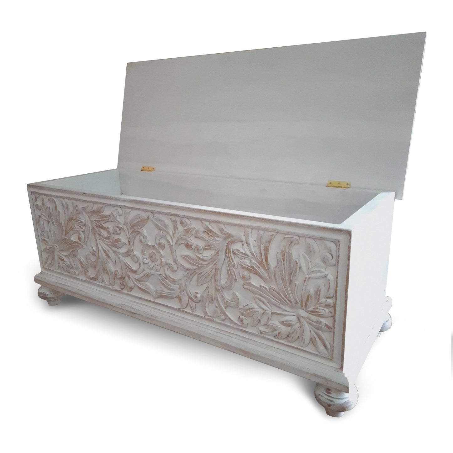 Custom Carved Wood Trunk "Cristina" - Antic Wash