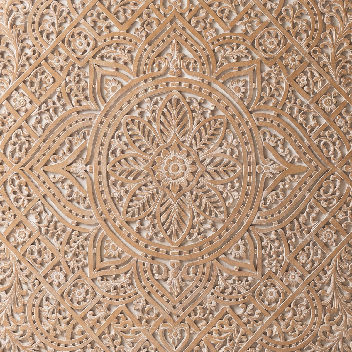 Carved Decorative Panel "Jatiluwih" in Antique Wash - 160 x 140 cm