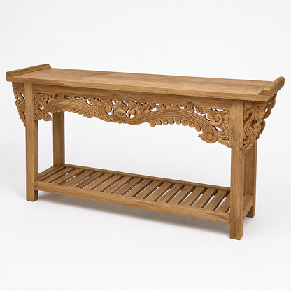 Wooden Carved Console Table "Mangesta" - Natural - 150 cm