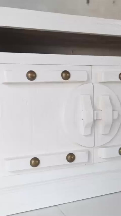 Wooden Media Console "Inggrid" - White Wash - 180 cm