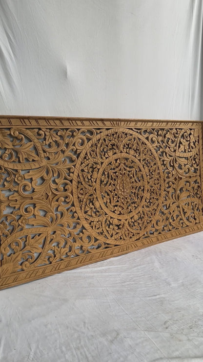 Half Size Mandala Bed Headboard "Manusa"- Natural - USA