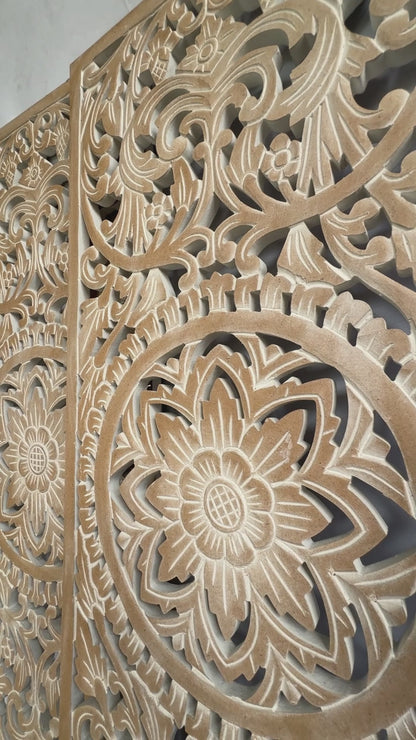 Custom Carved Decorative Panel "Amara"  - Antic Wash - Gitika - 110 x 50 cm