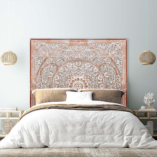 king size mandala bed headboard manusa antic wash bali design hand carved hand made decorative house furniture wood material decorative wall panels decorative wood panels decorative panel board balinese wall art