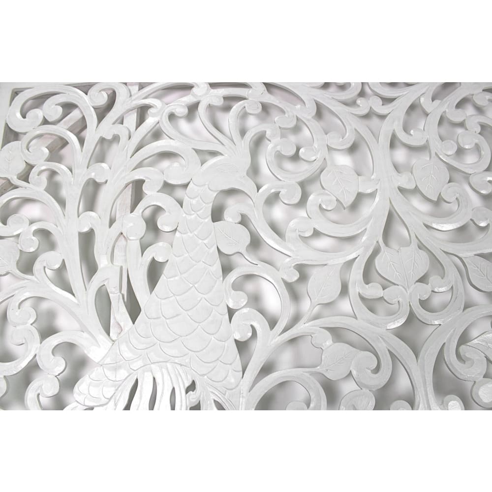 Bed Headboard King Size Peacock - White