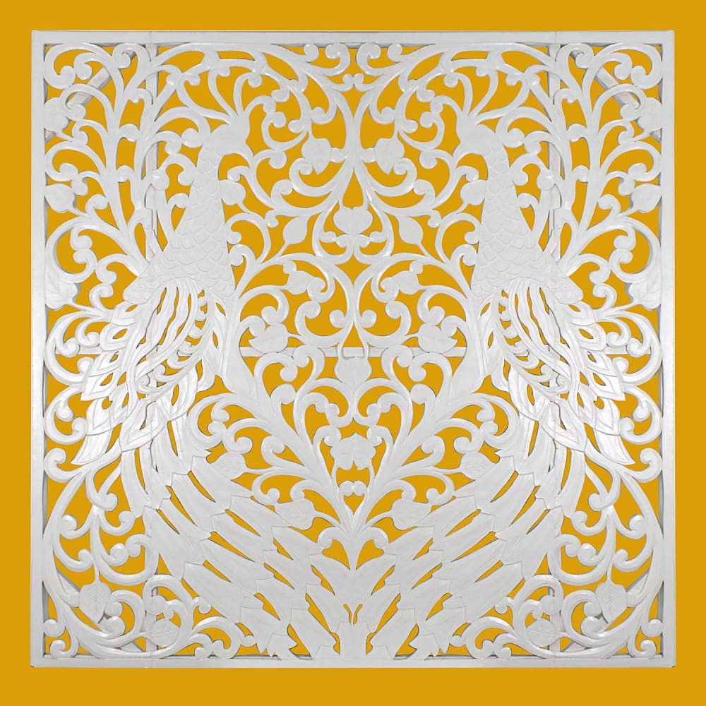 Bed Headboard King Size Peacock - White