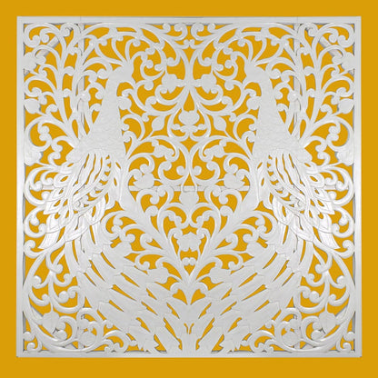 Bed Headboard King Size Peacock - White